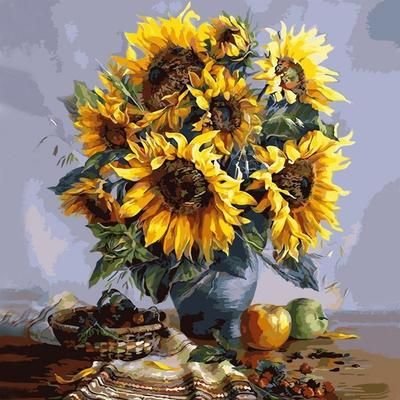 подсолнухи - подсолнухи, цветы, ваза - оригинал