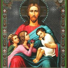 Оригинал схемы вышивки «Икона Иисуса Христа "Благословение детей"» (№2157736)