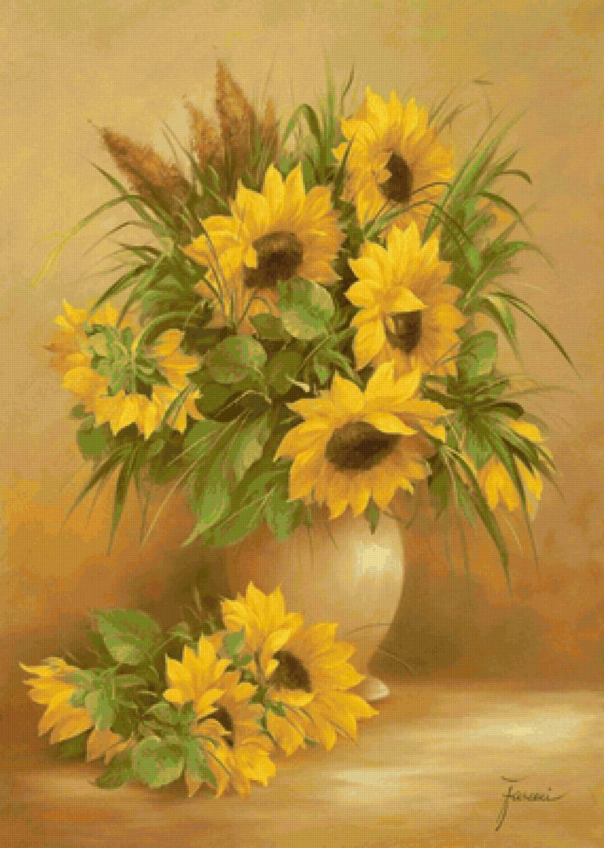 Солнечный букет Fasani - букет, подсолнухи, цветочный натюрморт, пинторе фасани - предпросмотр