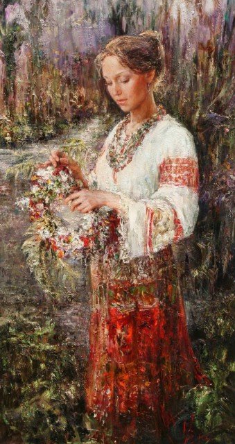 девушка, Анна Виноградова - река, венок, девушка, цветы - оригинал