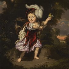Nicolaes Maes. Мальчик с собакой и птичкой