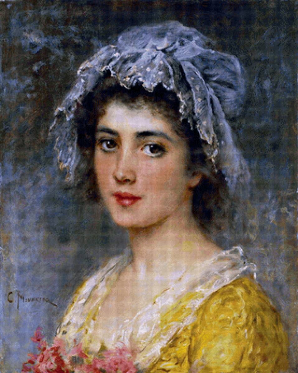 Константин Егорович Маковский. Женский портрет - женщина, живопись, девушка, портрет, дама, 19 век - предпросмотр