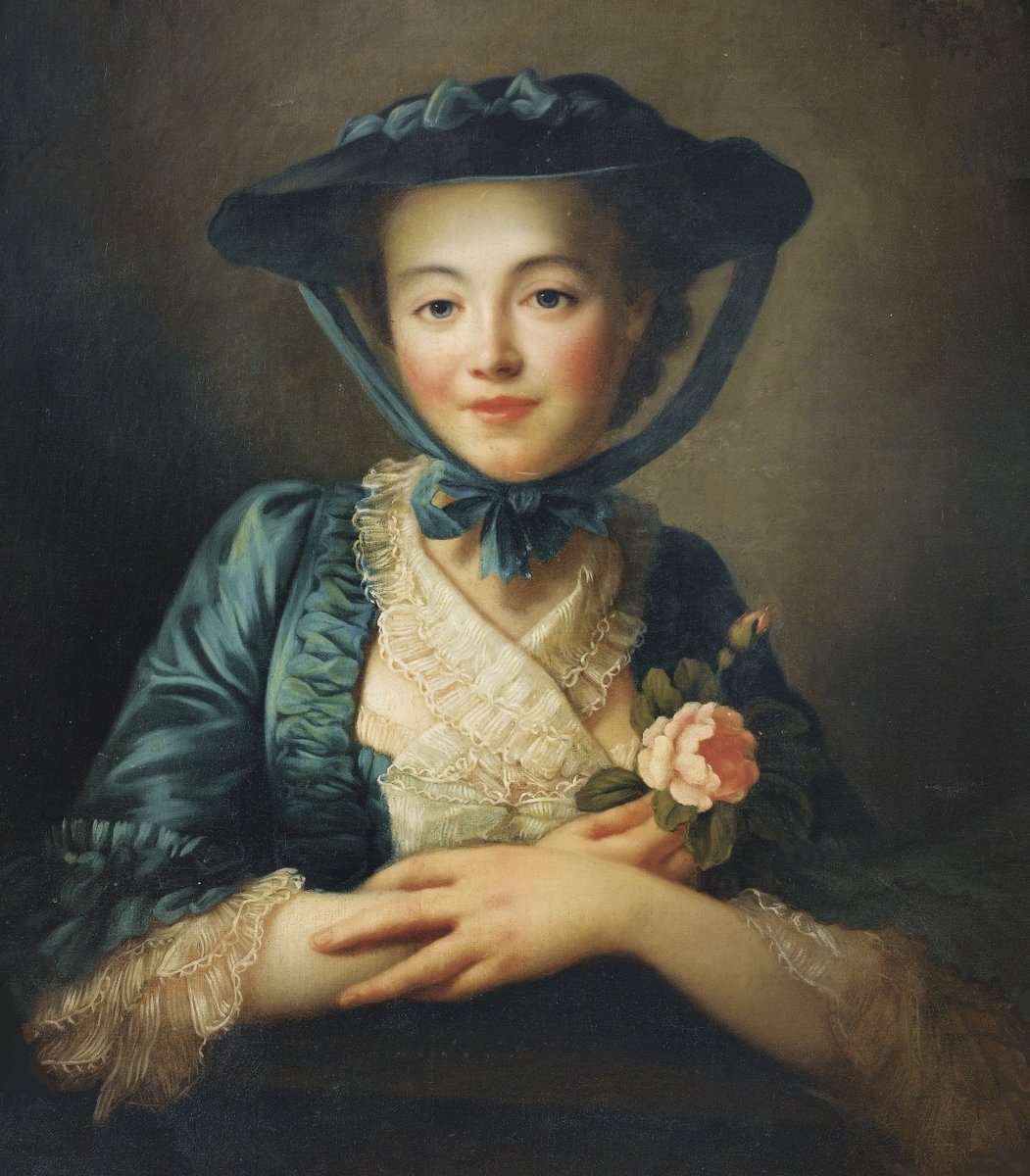 François Hubert Drouais. Портрет девушки с розой - портрет, девушка, живопись, 18 век - оригинал