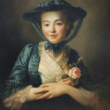 François Hubert Drouais. Портрет девушки с розой