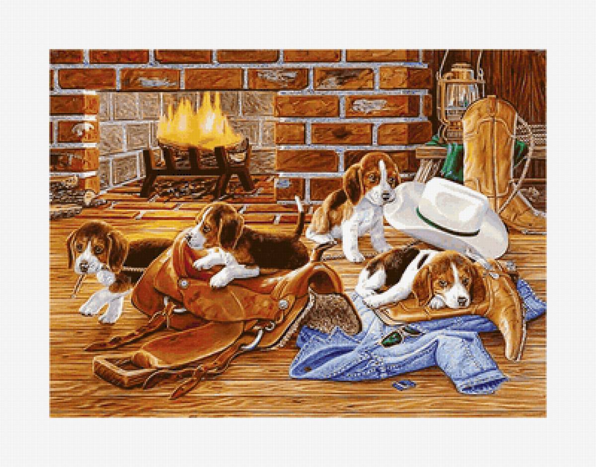 №2160116 - щенки, камин, собаки - предпросмотр