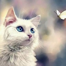 Схема вышивки «кот и бабочка»