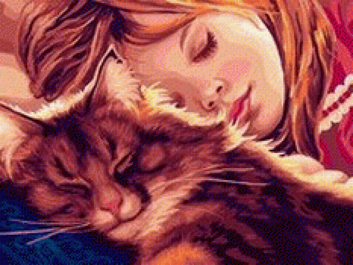 Пушистые сны - девушка, кот - предпросмотр