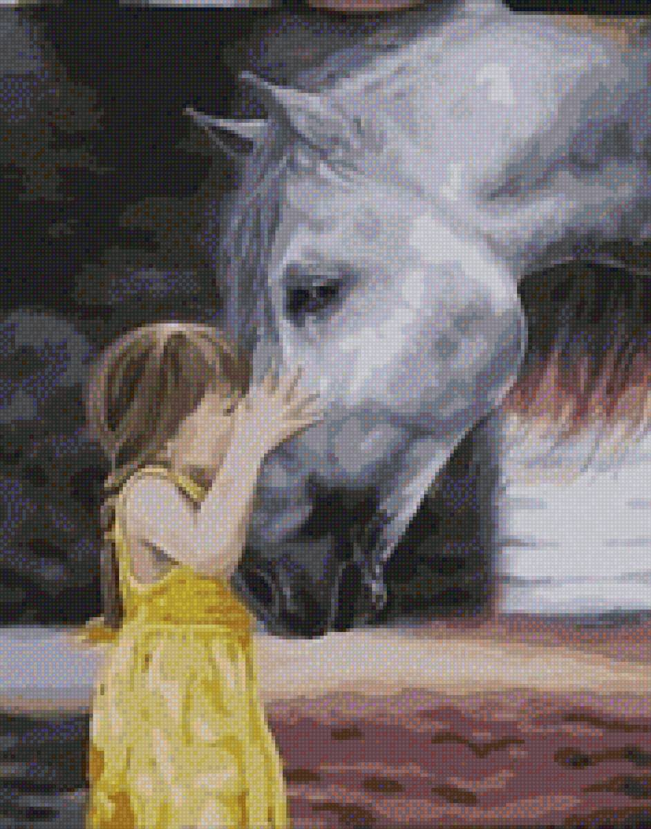 Конь и девочка - конь, девочка - предпросмотр