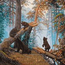 Схема вышивки «Мишки в лесу»