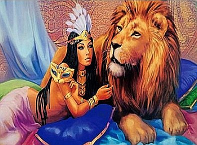 Девушка и лев - лев, девушка - оригинал