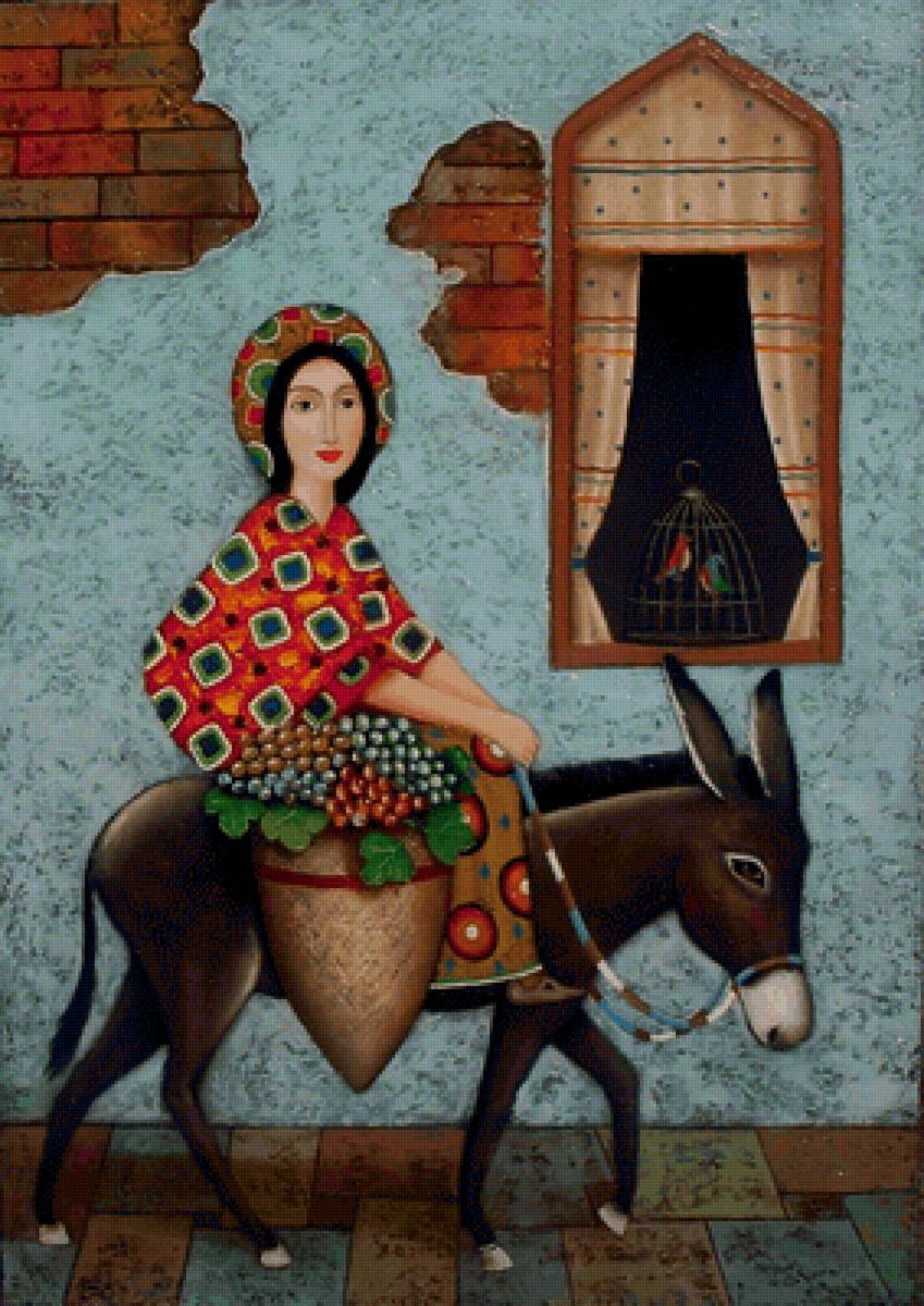 Давид Мартиашвили. Грузинские мотивы - грузия, девушка, ослик, живопись - предпросмотр