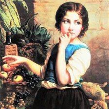 Оригинал схемы вышивки «Девочка с яблоком» (№2160643)