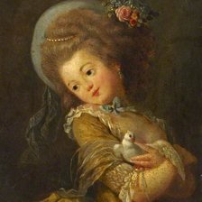 Схема вышивки «Jean-Frédéric Schall. Девушка с голубем»
