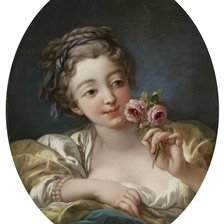 Оригинал схемы вышивки «Франсуа Буше. Девушка с розами» (№2161065)