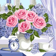 Схема вышивки «Натюрморт с розами»