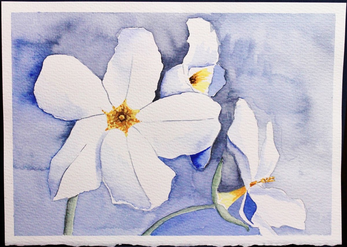 flor em aquarela - aquarela mel luna cosano - оригинал