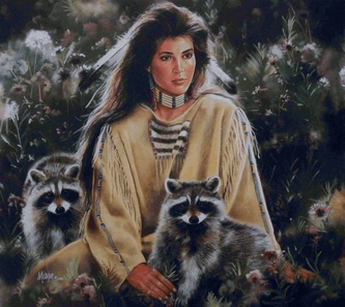 №2161365 - индеанка, еноты - предпросмотр