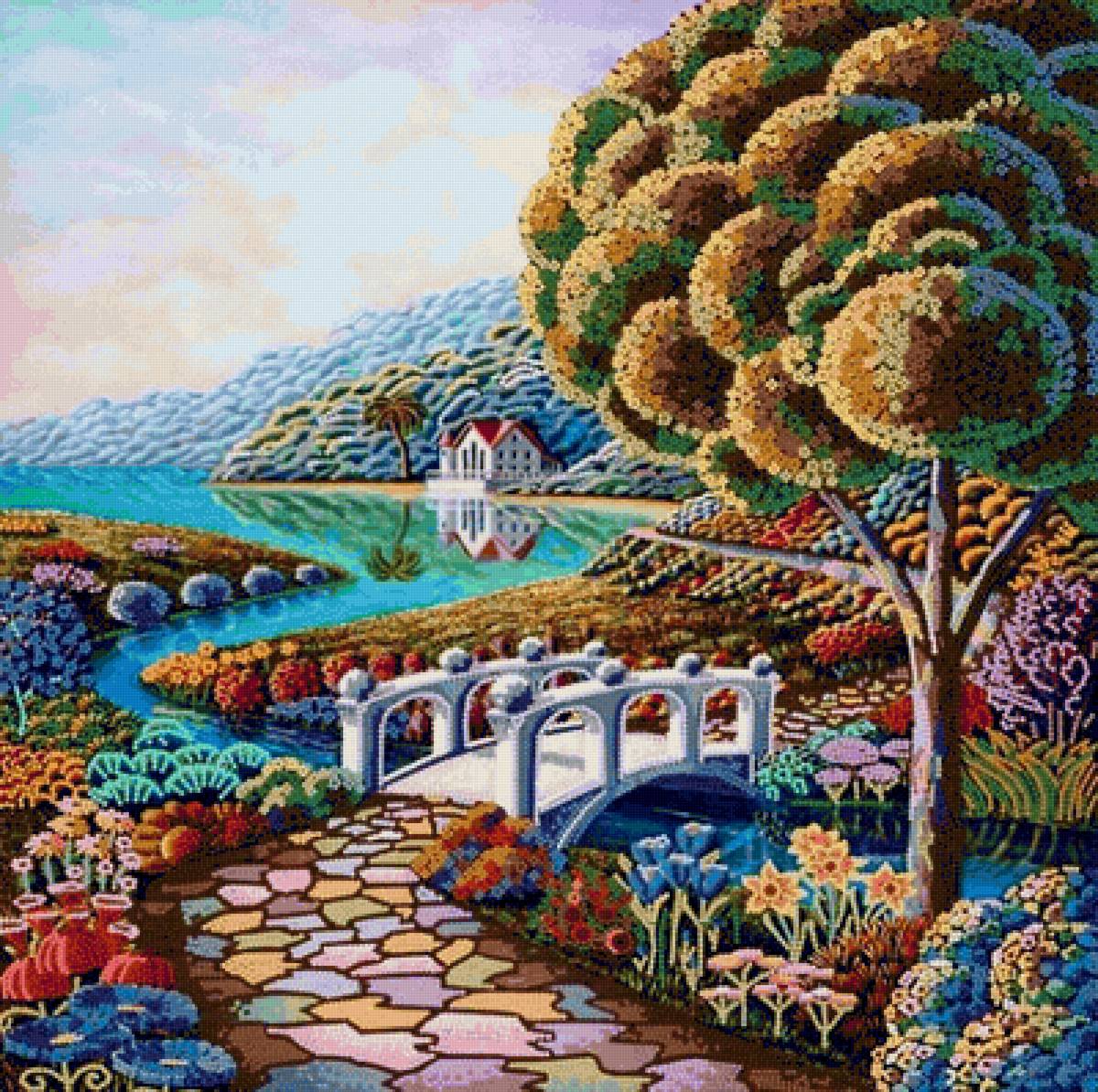 Сказочный берег - цветы, сад, природа, пейзаж - предпросмотр