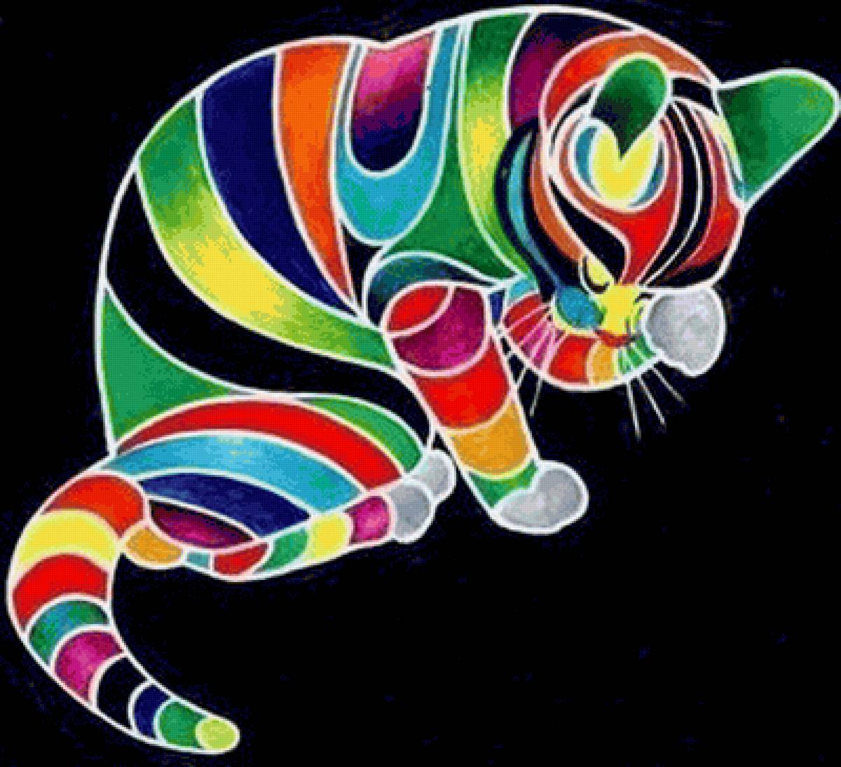 Радужный кот - животные, кот - предпросмотр