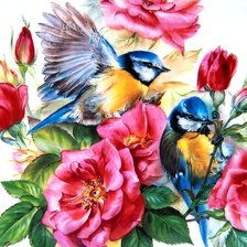 Схема вышивки «Птицы-синицы»