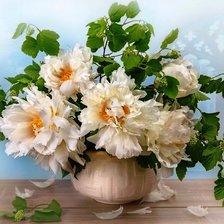 Схема вышивки «Белые пионы»