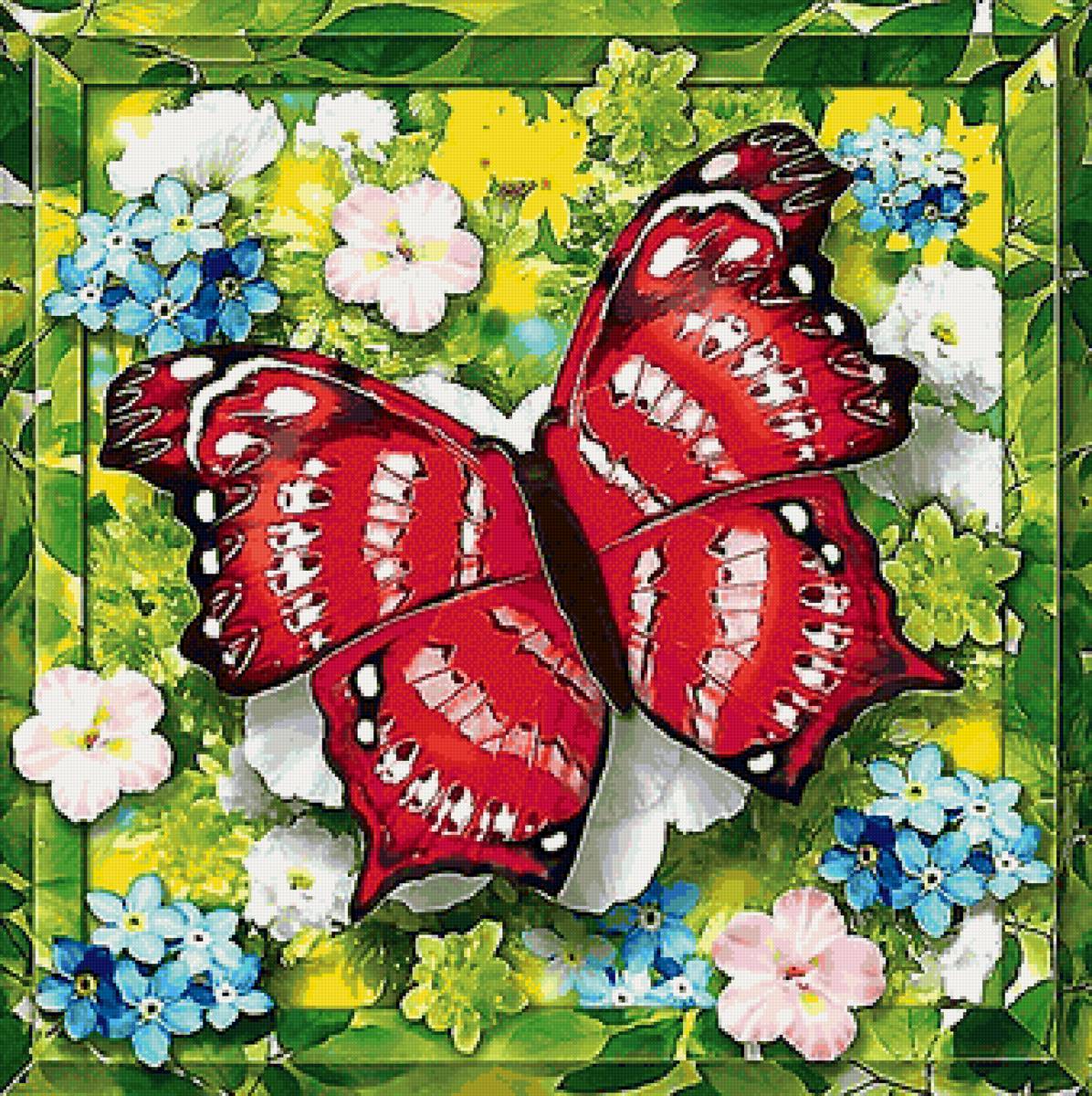 бабочка - бабочка, цветы, для подушки - предпросмотр