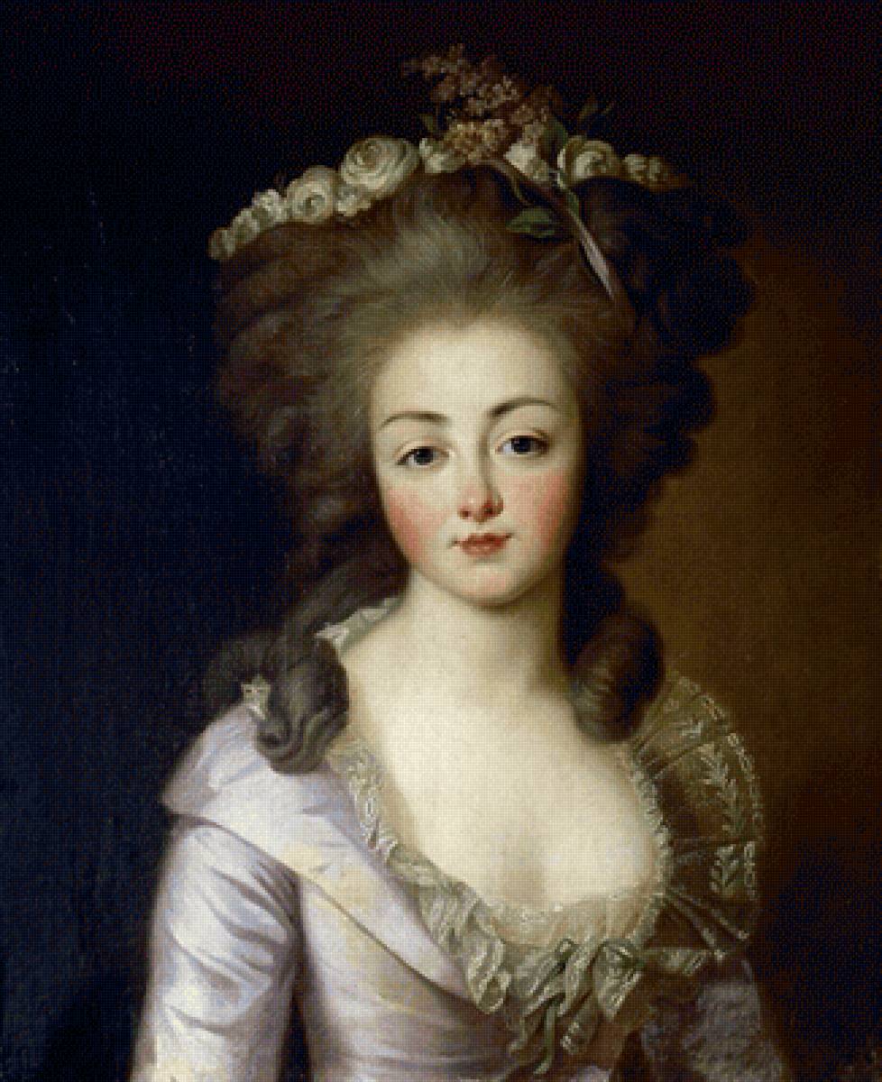 Портрет Дианы де Полиньяк. Франсуа-Юбер Друэ - 18 век, портрет, девушка, живопись - предпросмотр