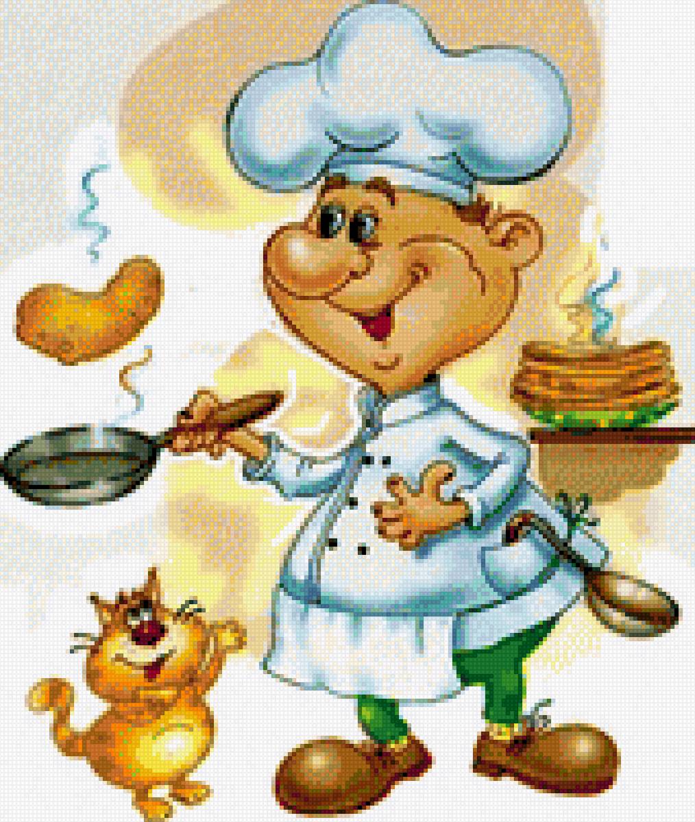 Повар - кот, кухня, повар - предпросмотр