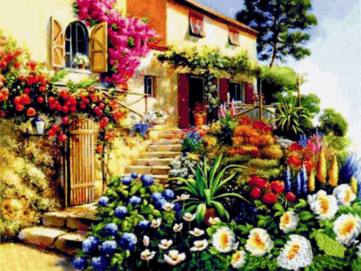 Дворик - город, дворик, цветы - предпросмотр