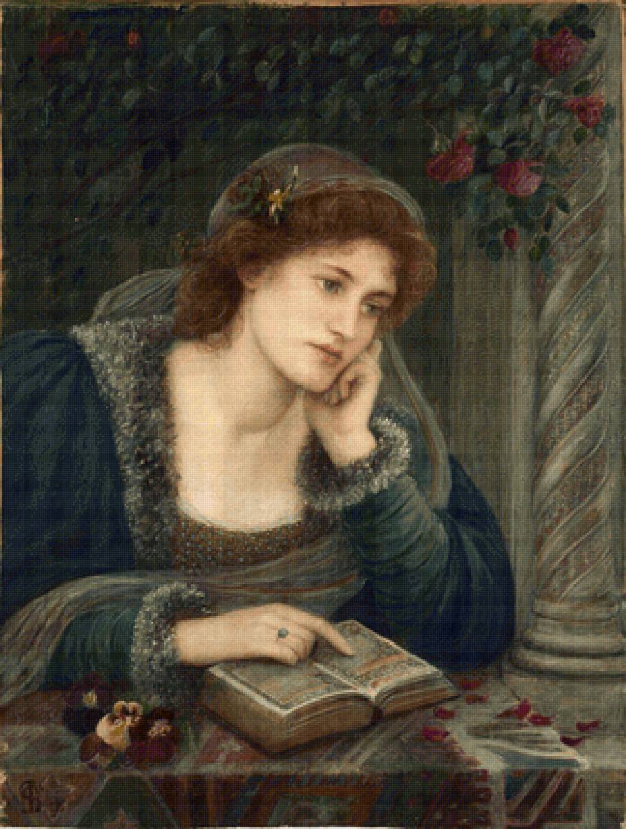 Marie Spartali Stillman. Беатриче - прерафаэлиты, портрет, живопись, девушка, 19 век - предпросмотр