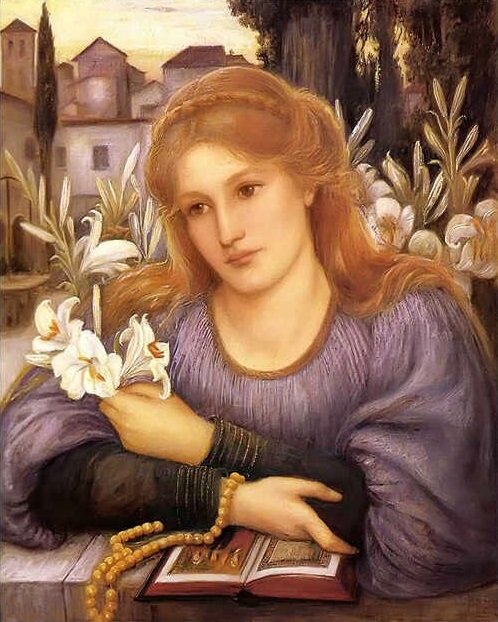 Marie Spartali Stillman. За чтением - живопись, портрет, прерафаэлиты, девушка, 19 век - оригинал