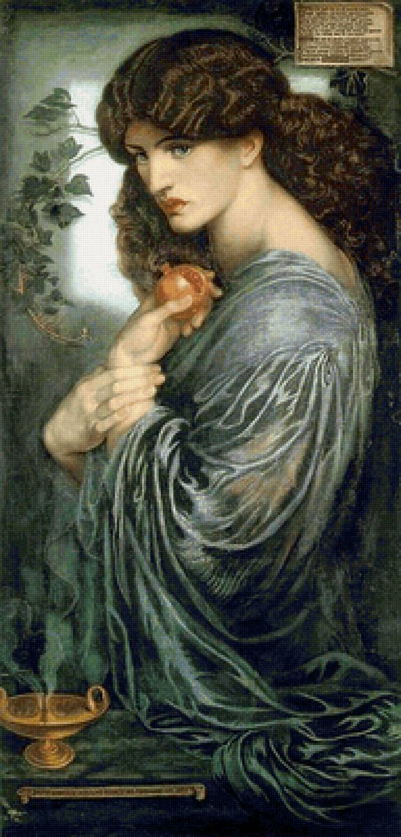Dante Gabriel Rossetti. Прозерпина - девушка, живопись, 19 век, прерафаэлиты, портрет - предпросмотр
