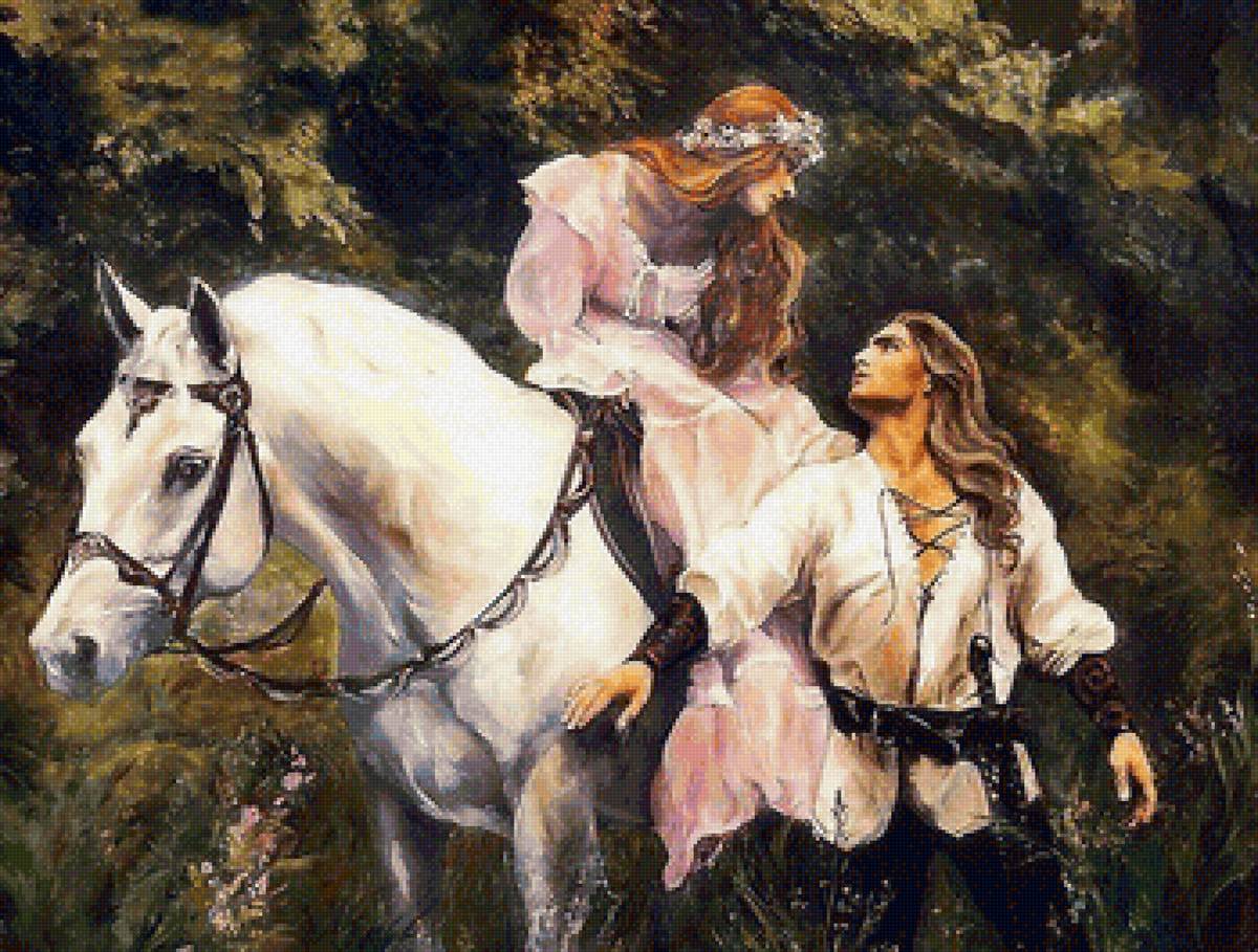 Конь мужик баб. Прерафаэлиты всадник. Картина девушка на лошади. Рыцари в живописи. Картина лошади.