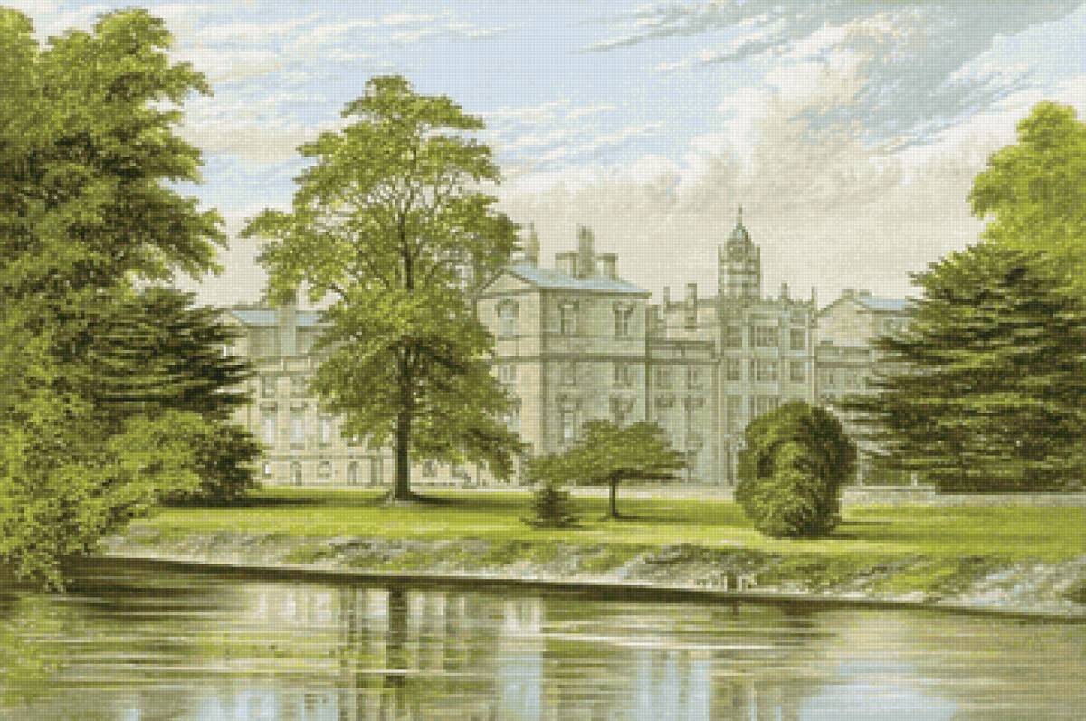 Английская усадьба - река, англия, парк, усадьба - предпросмотр