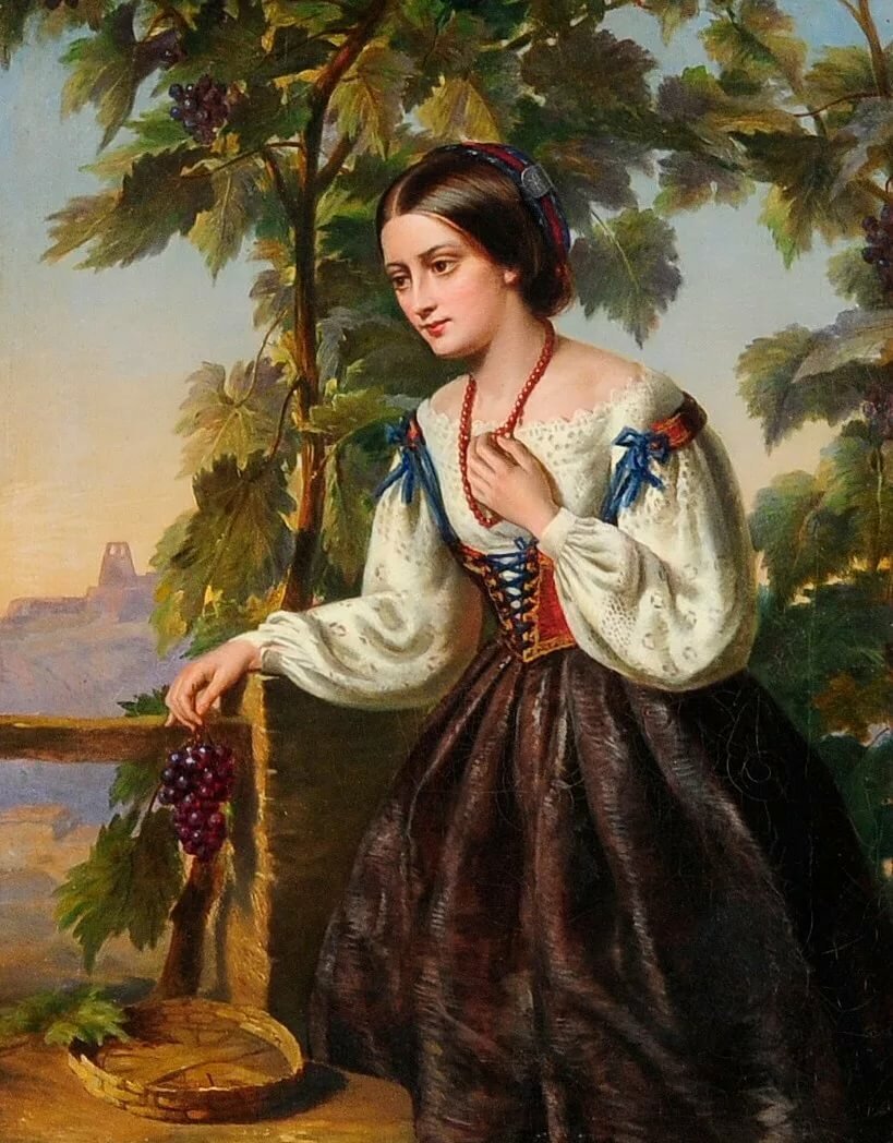 Девушка с виноградом - портрет, девушка, живопись - оригинал