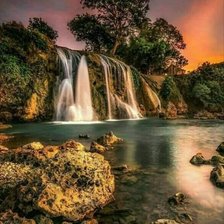 Схема вышивки «Водопад на закате»