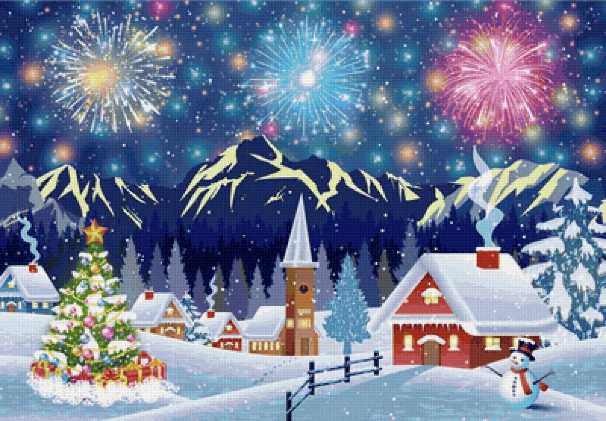Новогодний пейзаж - предпросмотр