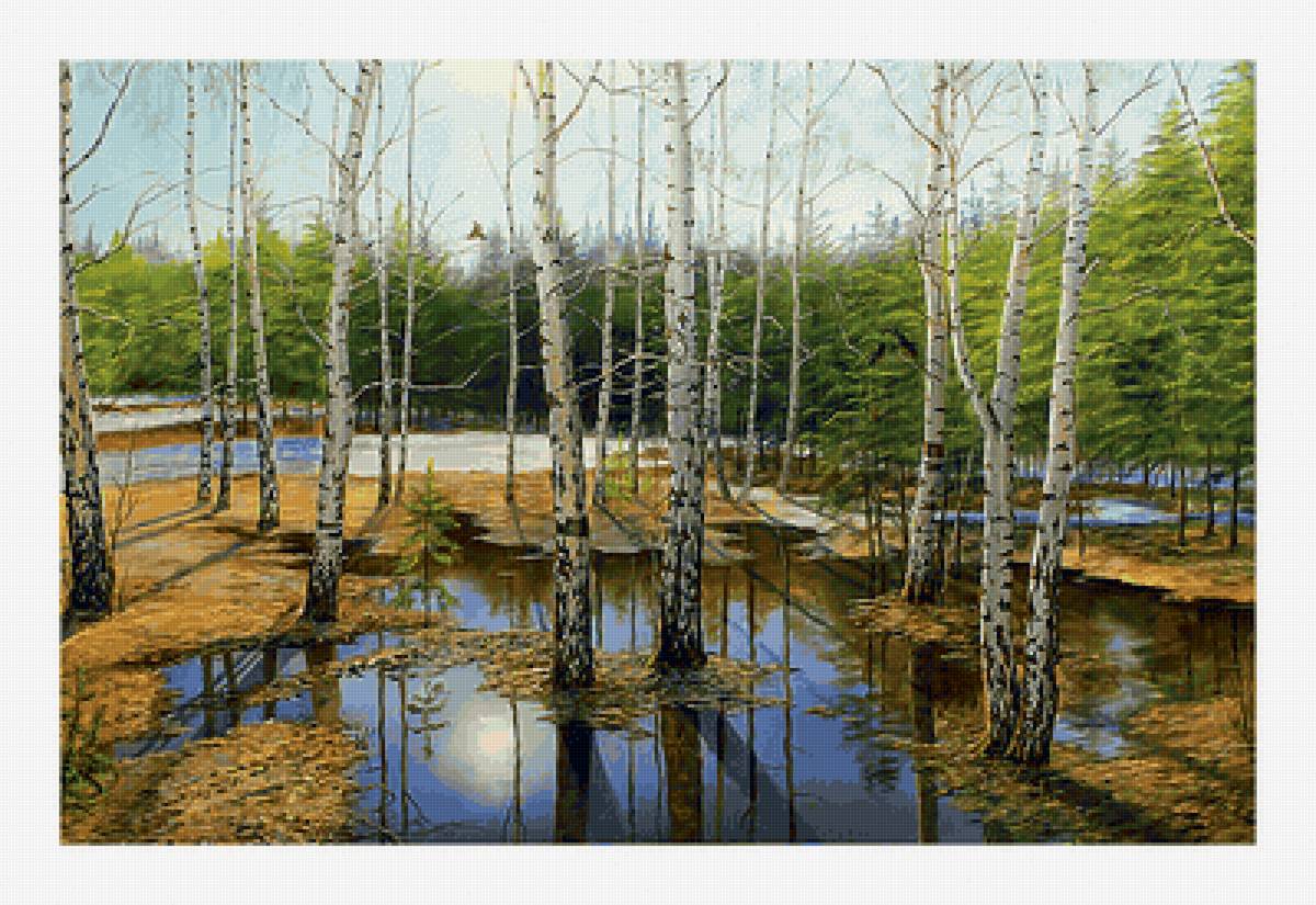 Ранняя весна. - пейзаж, природа, березы, весна, лес, снег - предпросмотр