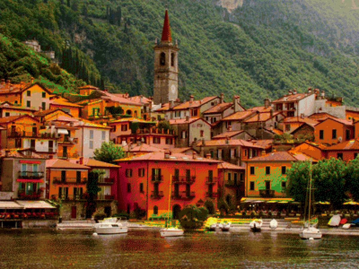 Италия - комо, вечер, италия - предпросмотр