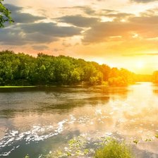 Схема вышивки «Восход на реке»