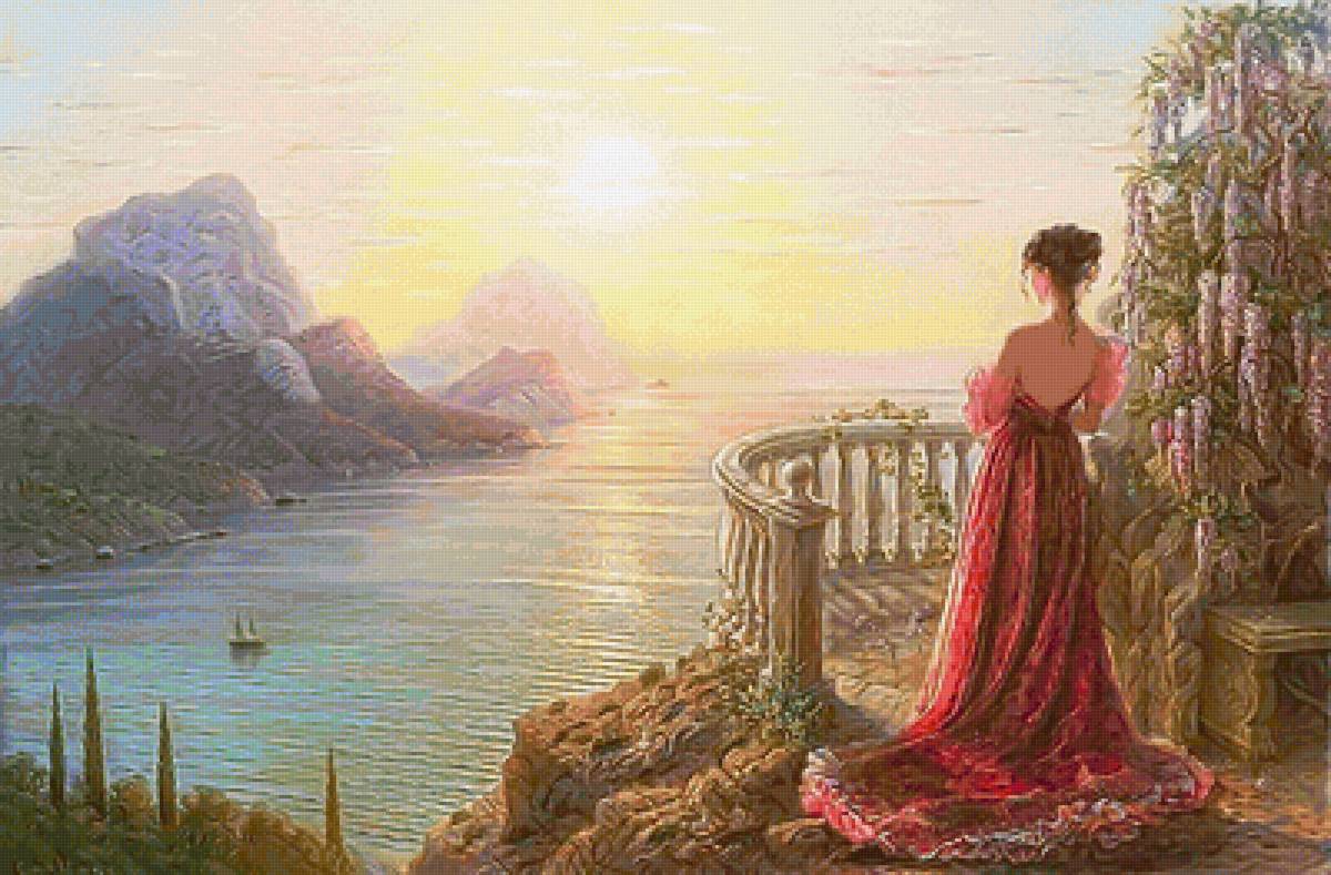 у моря - море, девушка, терраса - предпросмотр