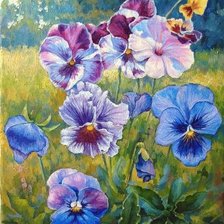 Схема вышивки «Этюд с анютиными глазками»