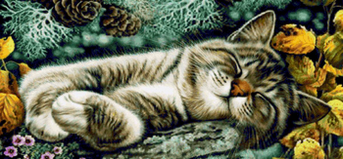 Кошачьи сны....Художник Ирина Гармашова - животные, кот - предпросмотр