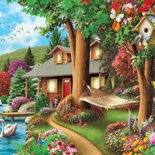 Схема вышивки «PAISAJE CABAÑA»