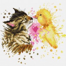 Схема вышивки «котёнок с утёнком»