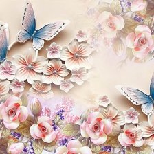 Оригинал схемы вышивки «Панно "Цветы с бабочками"» (№2168284)