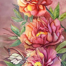 Оригинал схемы вышивки «Панелька "Бабочка и цветы"» (№2168438)