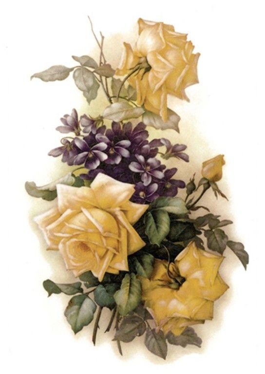 винтажные цветы - старинные почтовые открытки - оригинал