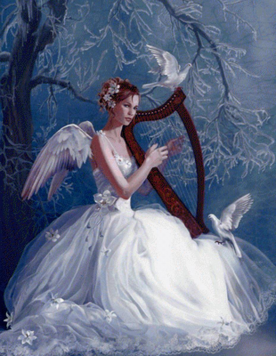 хкдожник nene thomas4 - фея, дама, девушка, арфа, женщина, фэнтази - предпросмотр