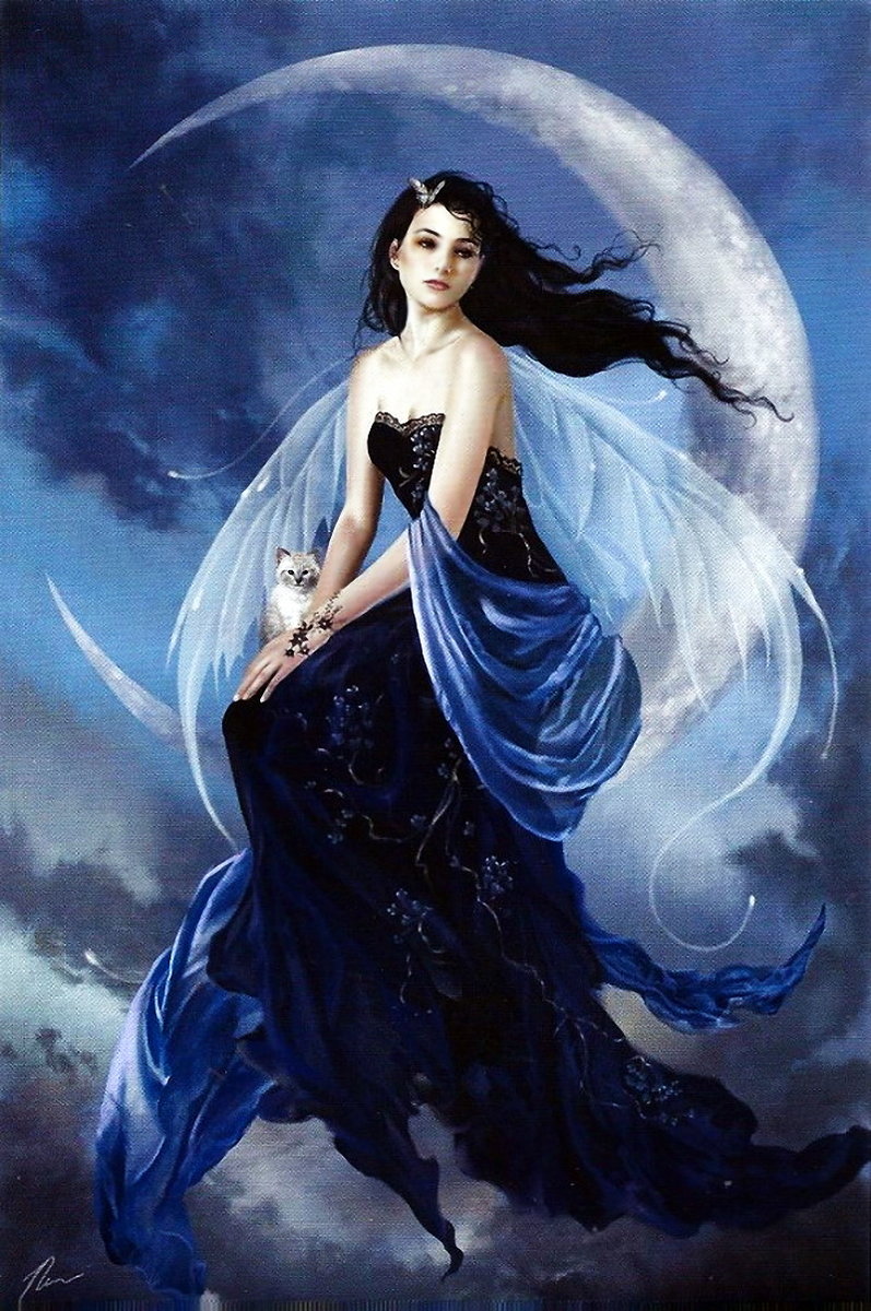 художник nene thomas33 - женщина, фея, фэнтази, луна, девушка - оригинал